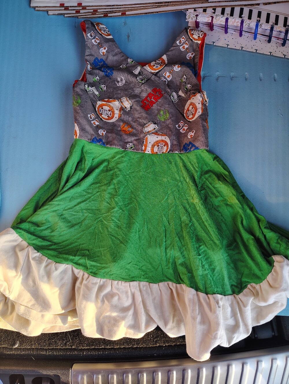 Guild Society Cream and Green Star wars Dress, Kids 4T